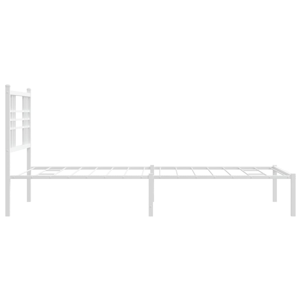Metal Bed Frame without Mattress with Headboard White 90x190cm