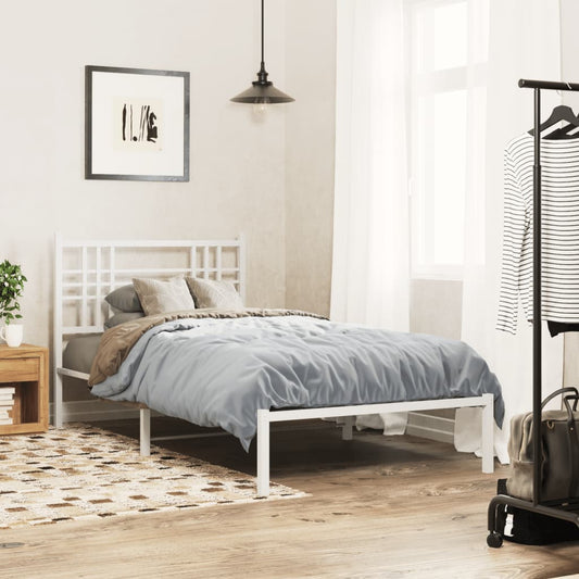 Metal Bed Frame without Mattress with Headboard White 90x190cm