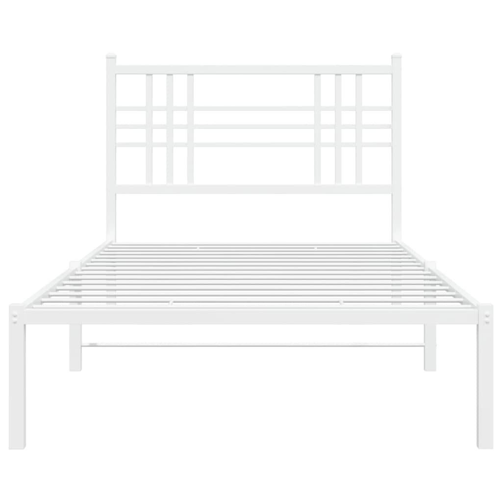 Metal Bed Frame without Mattress with Headboard White 90x200cm