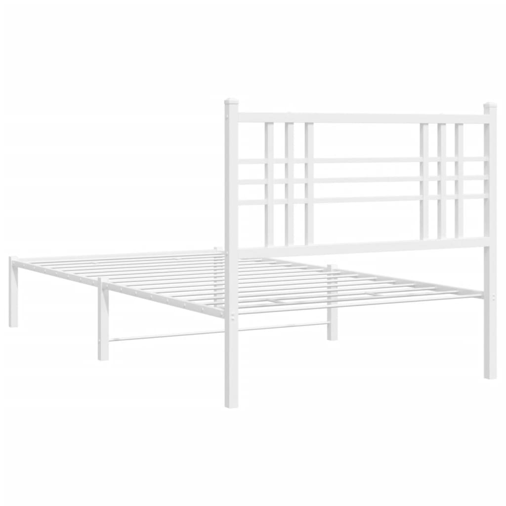 Metal Bed Frame without Mattress with Headboard White 90x200cm