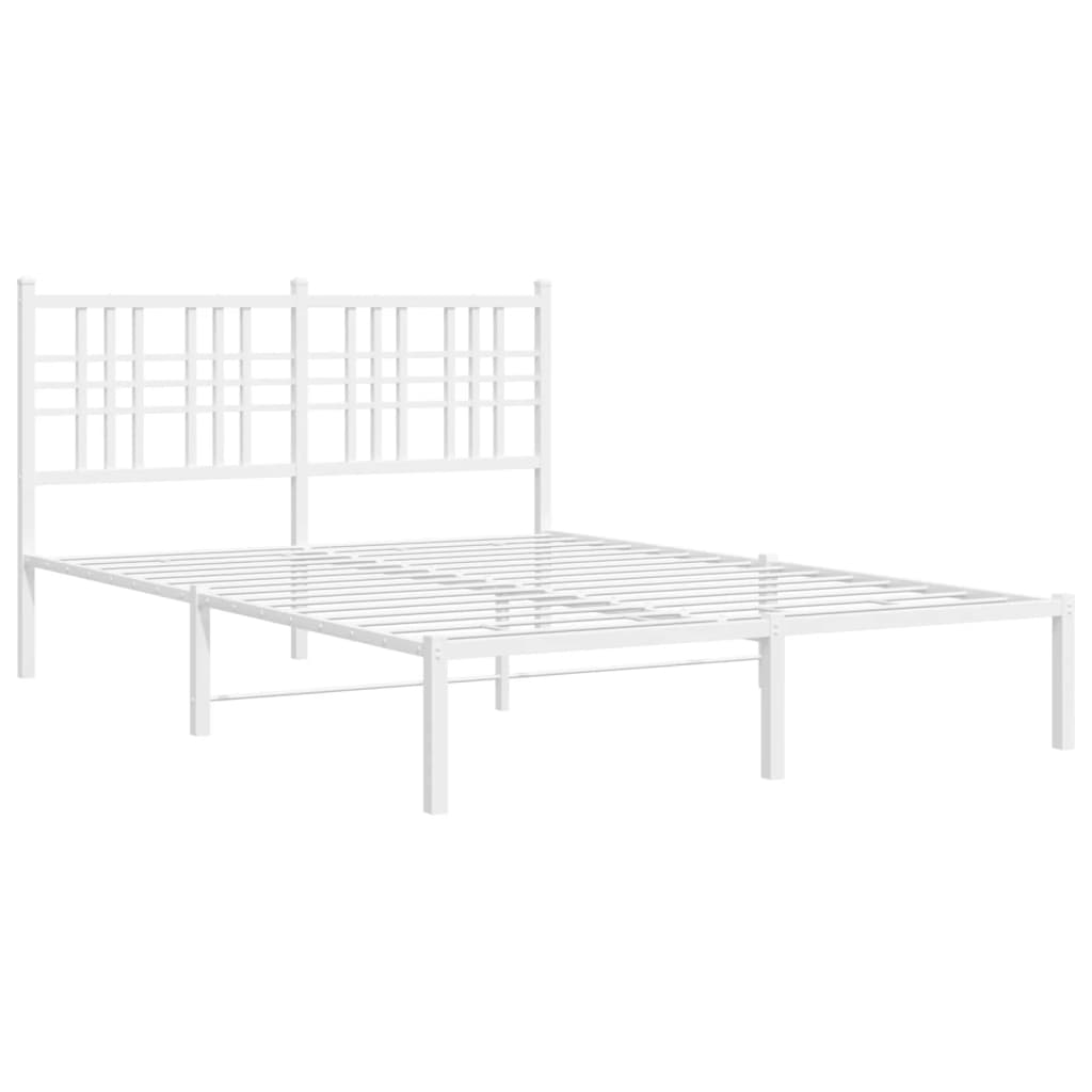 Metal Bed Frame without Mattress with Headboard White 120x200cm