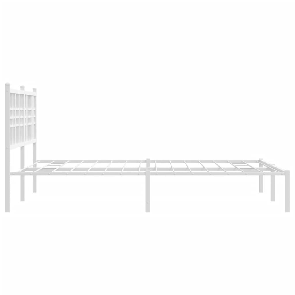 Metal Bed Frame without Mattress with Headboard White 120x200cm