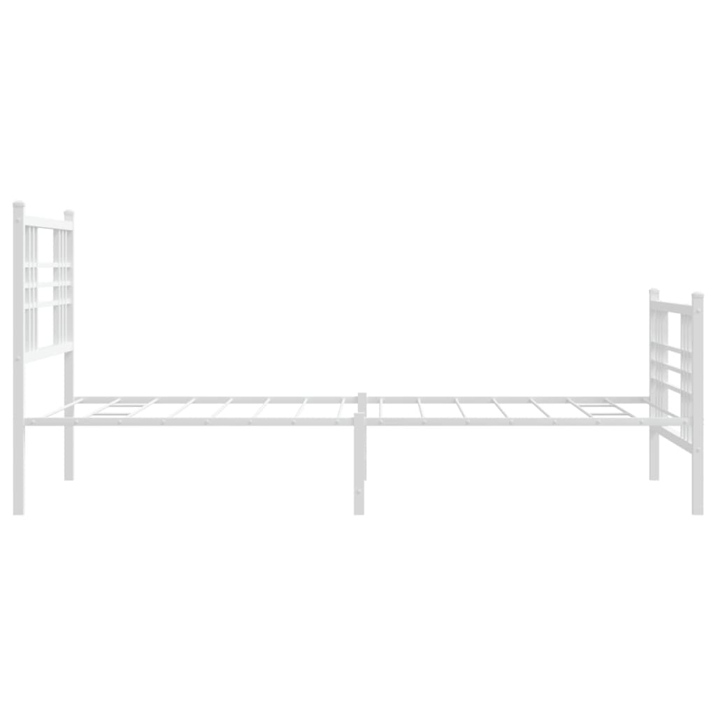 Metal Bed Frame without Mattress with Footboard White 107x203cm