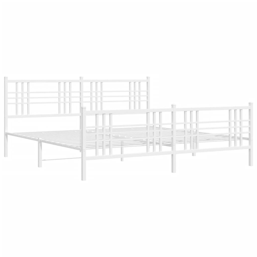 Metal Bed Frame without Mattress with Footboard White 180x200cm