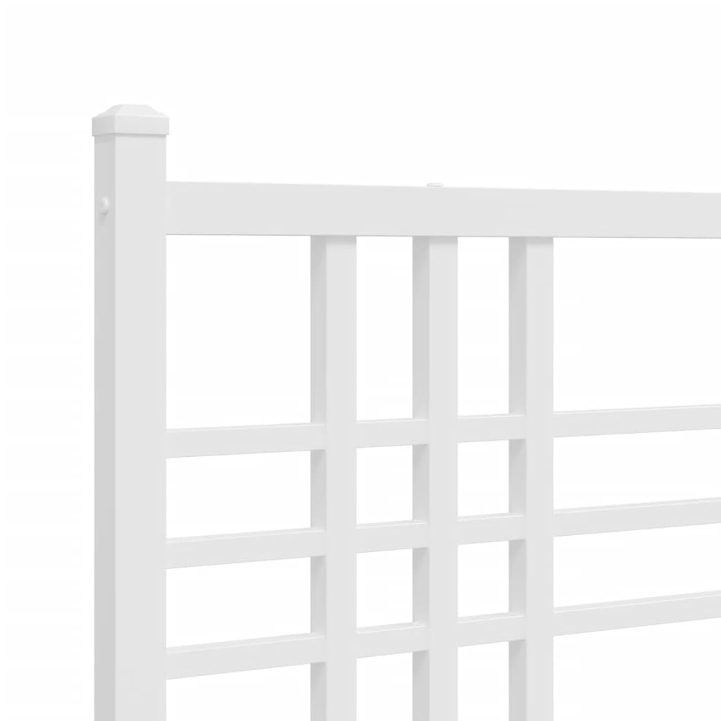 Metal Bed Frame without Mattress with Footboard White 180x200cm