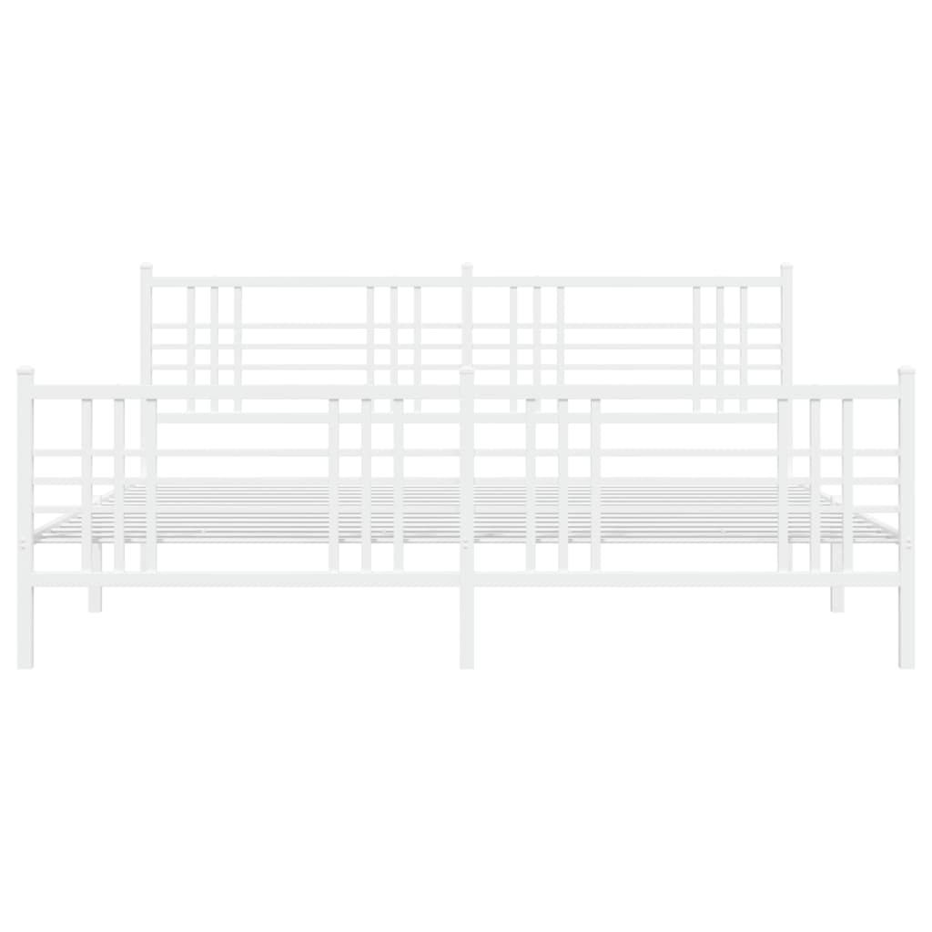Metal Bed Frame without Mattress with Footboard White 183x213cm