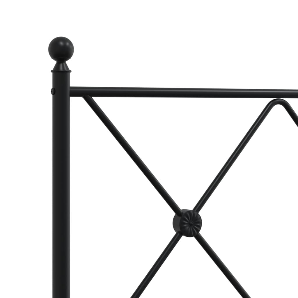 Metal Bed Frame without Mattress with Headboard Black 90x190cm