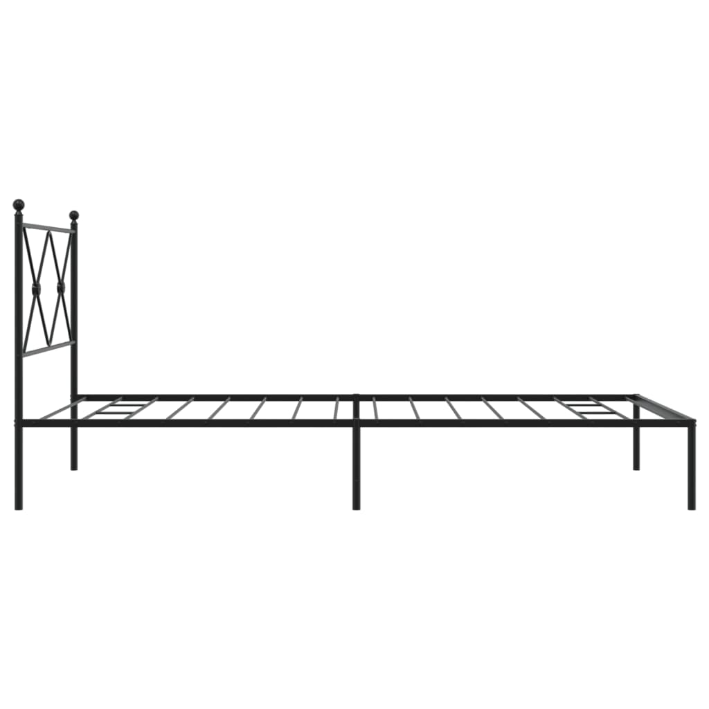 Metal Bed Frame without Mattress with Headboard Black 107x203cm
