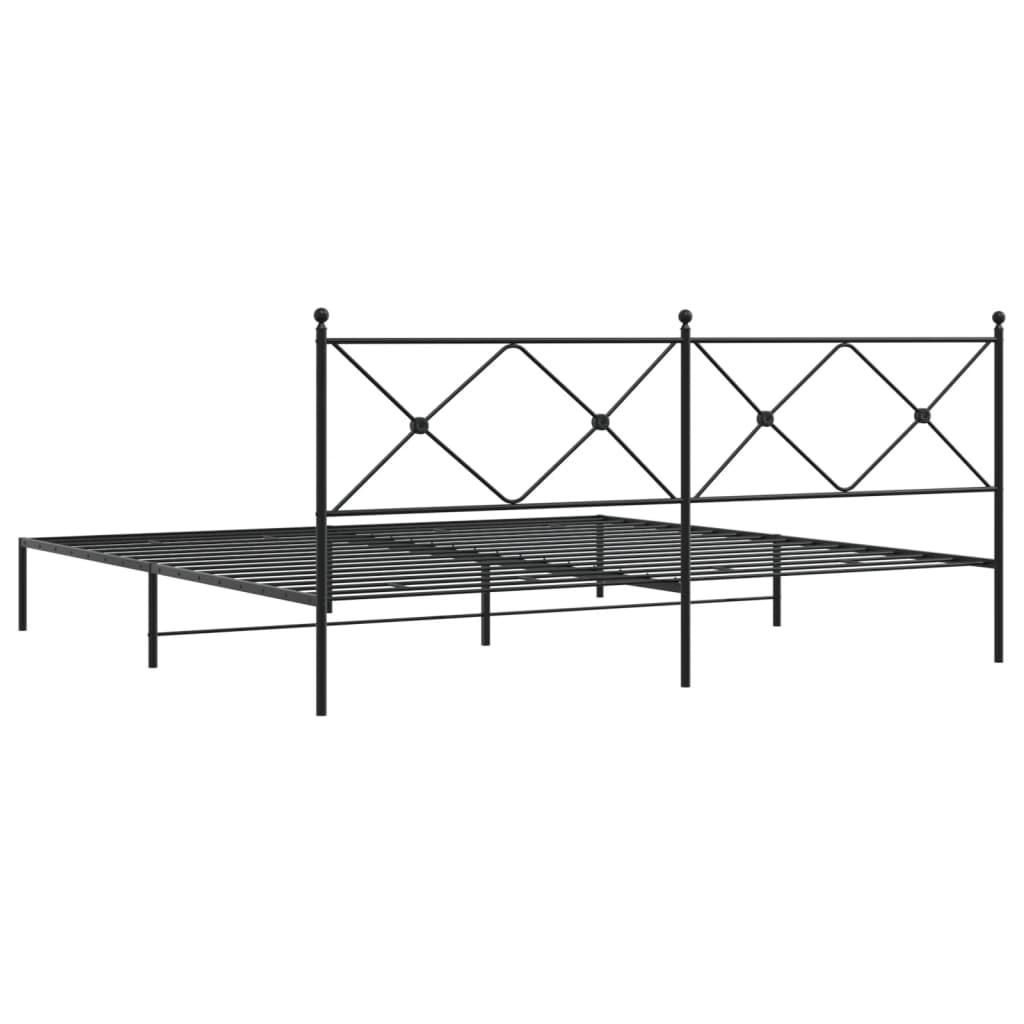 Metal Bed Frame without Mattress with Headboard Black 200x200cm