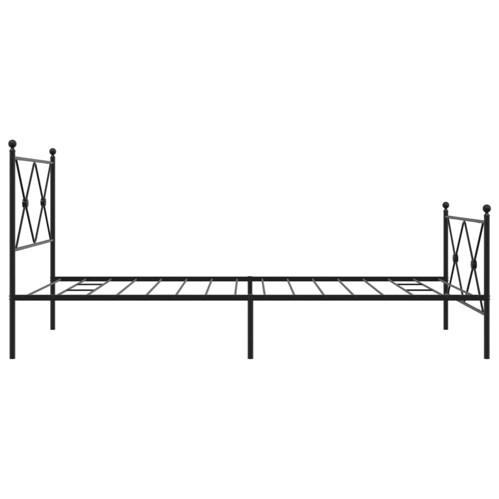 Metal Bed Frame without Mattress with Footboard Black 107x203cm