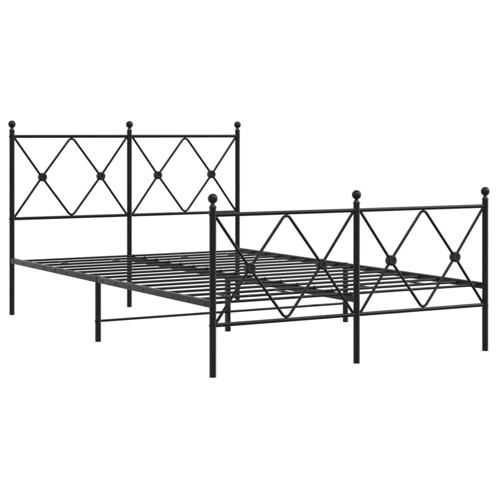 Metal Bed Frame without Mattress with Footboard Black 120x200cm