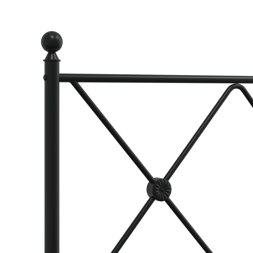 Metal Bed Frame without Mattress with Footboard Black 137x190cm