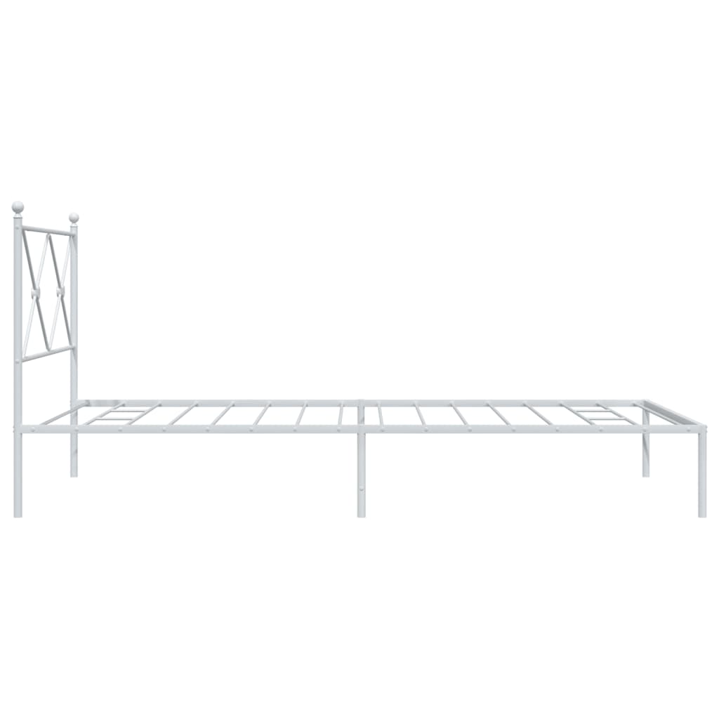 Metal Bed Frame without Mattress with Headboard White 100x190cm
