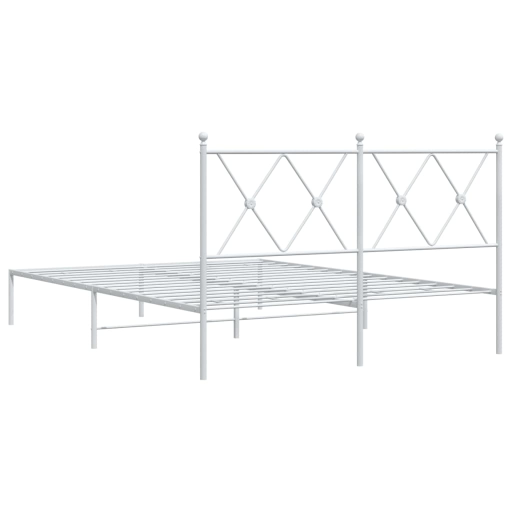 Metal Bed Frame without Mattress with Headboard White 140x190cm