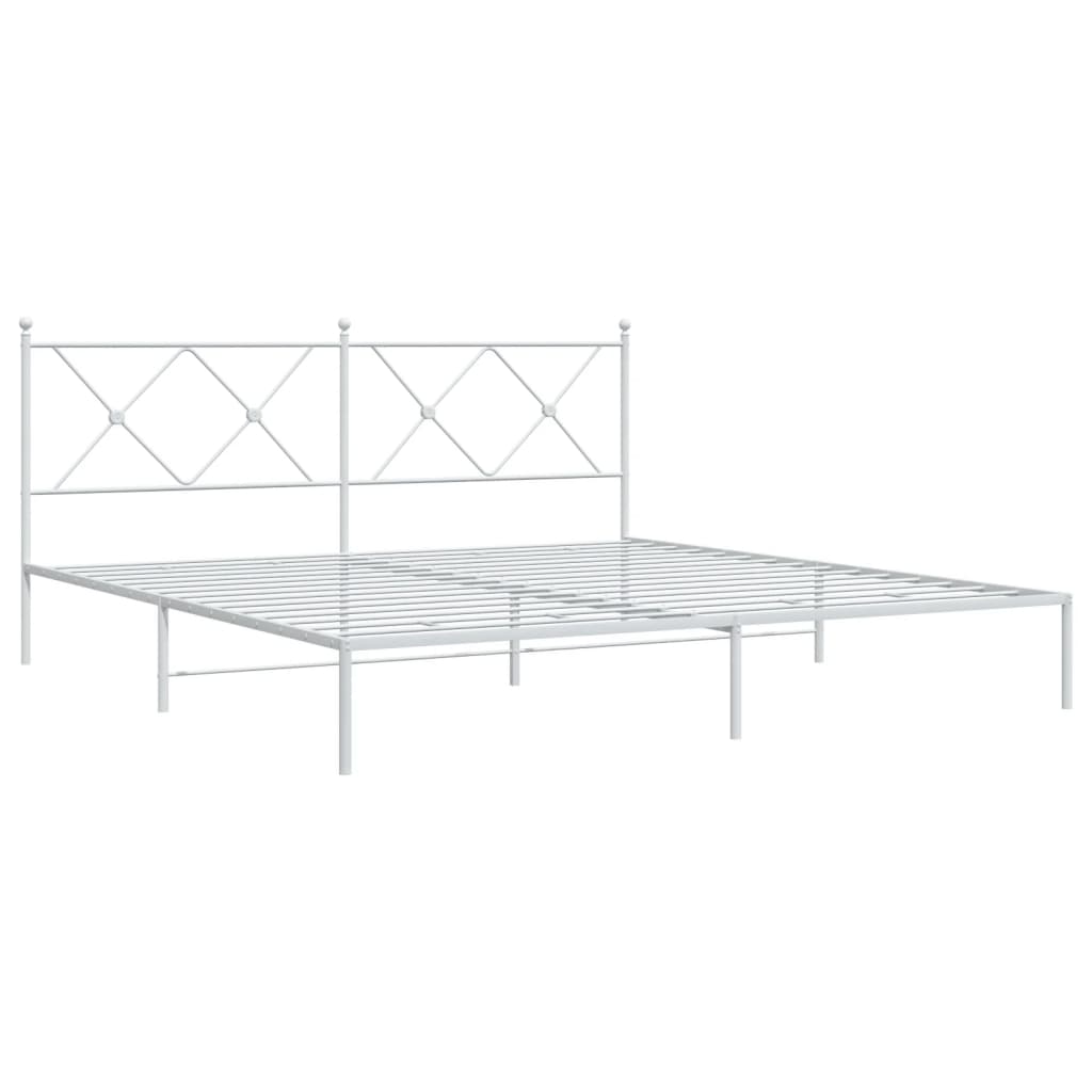 Metal Bed Frame without Mattress with Headboard White 183x213cm