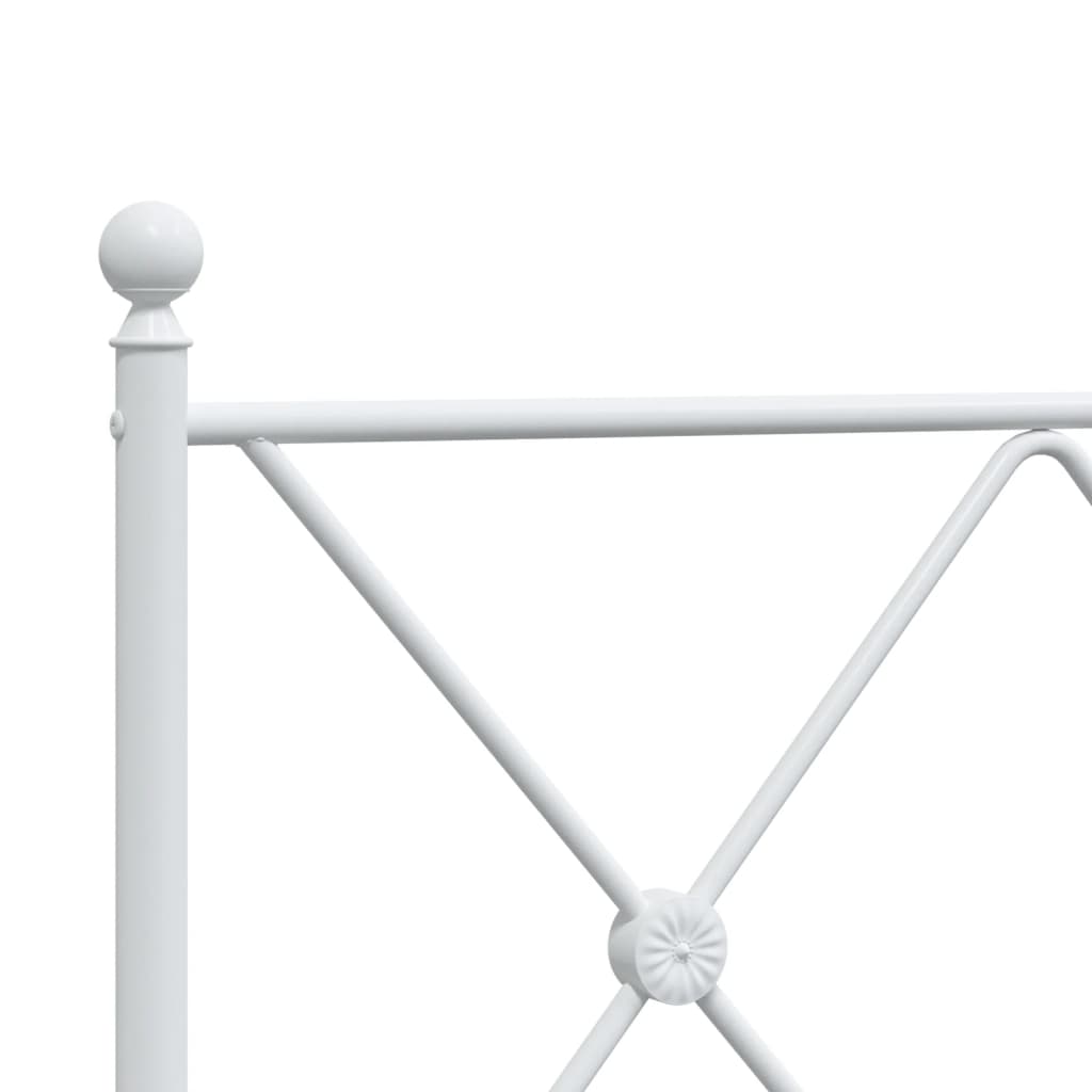 Metal Bed Frame without Mattress with Headboard White 183x213cm