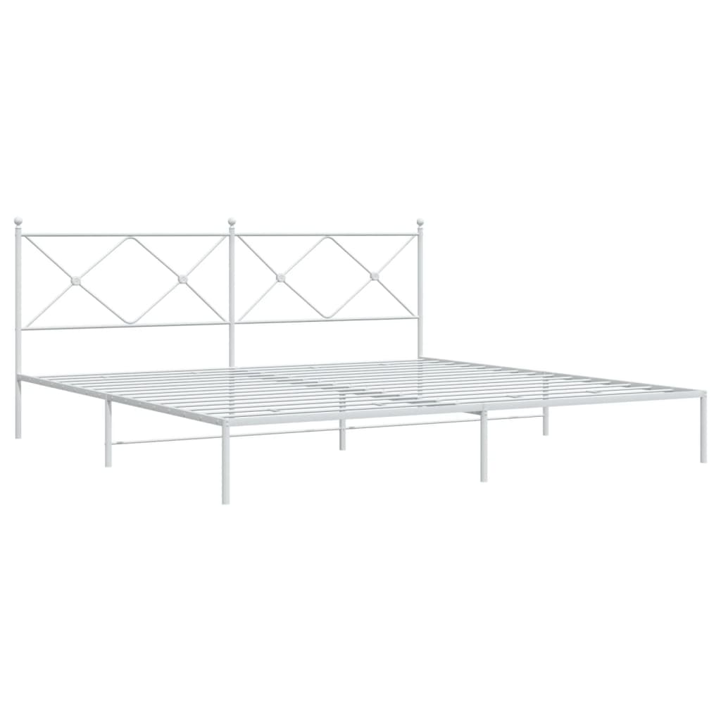 Metal Bed Frame without Mattress with Headboard White 193x203cm