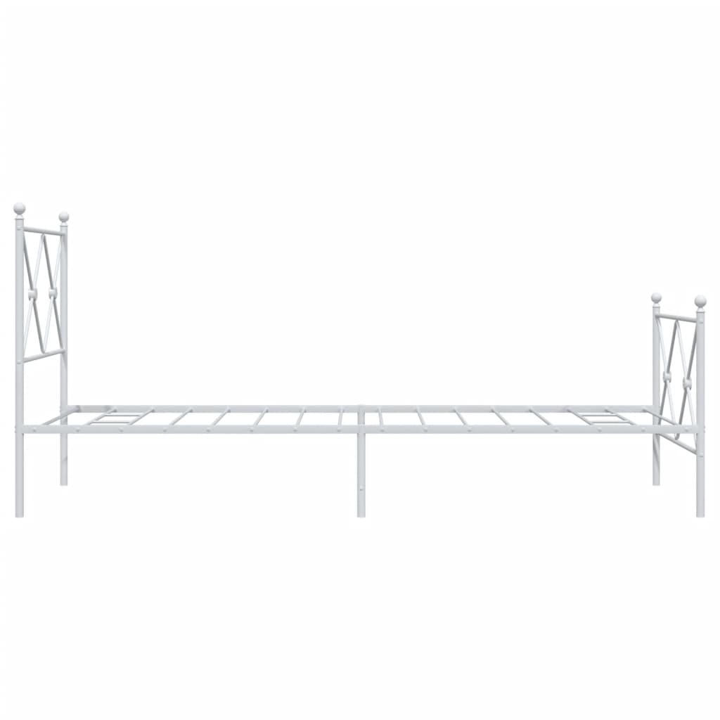 Metal Bed Frame without Mattress with Footboard White 80x200cm