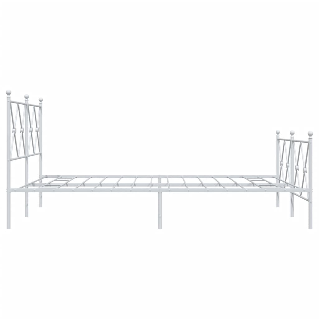 Metal Bed Frame without Mattress with Footboard White 140x190cm