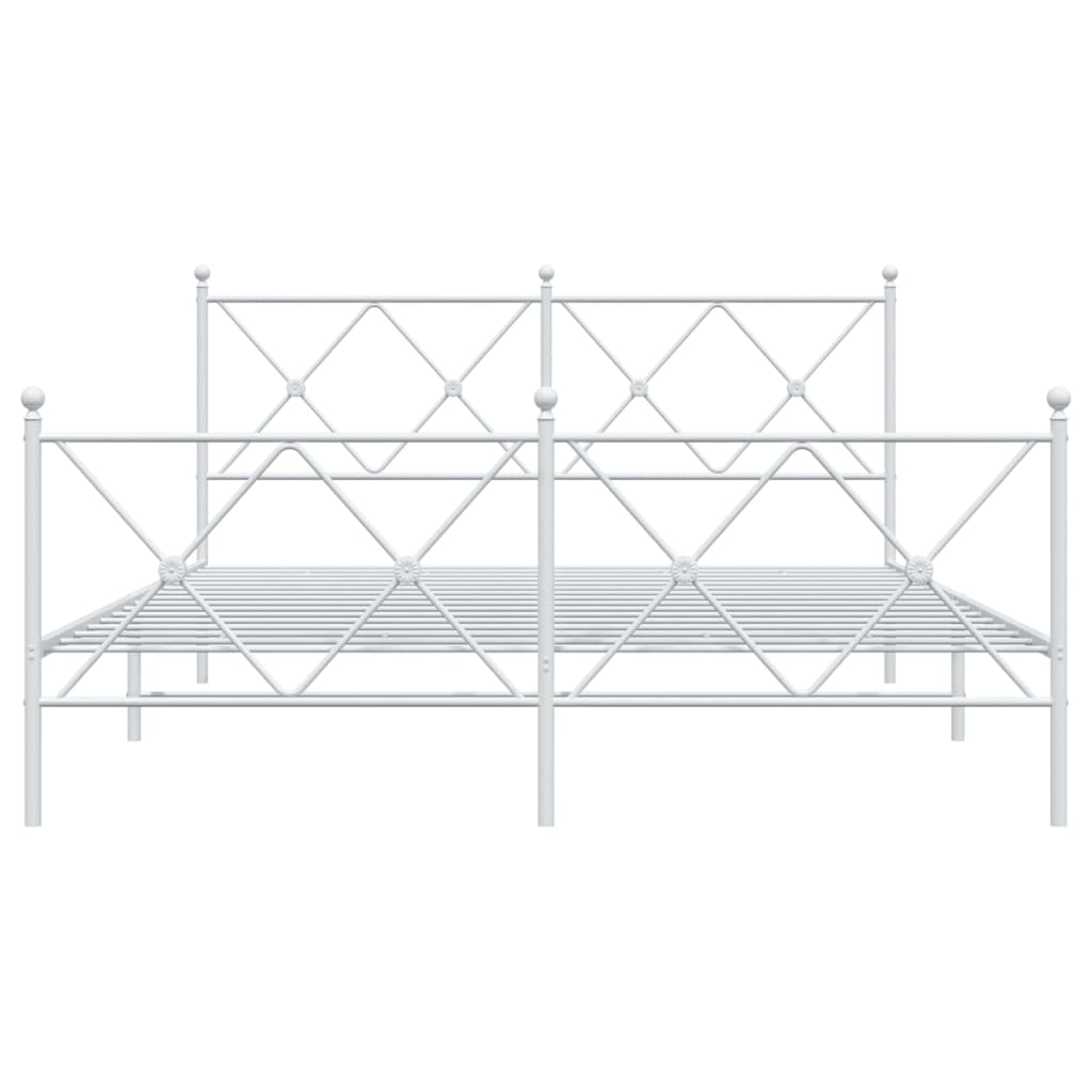 Metal Bed Frame without Mattress with Footboard White 150x200cm