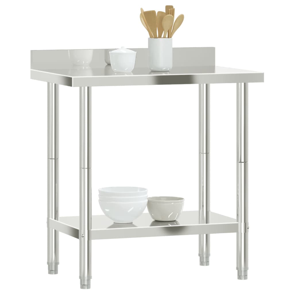 Kitchen Work Table with Backsplash 82.5x55x93 cm Stainless Steel