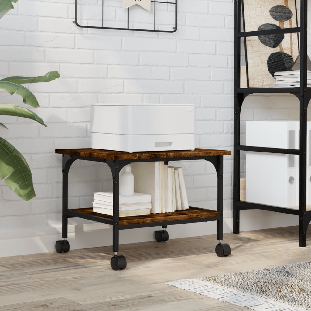 Printer Stand 2-Tier Smoked Oak 50x40x38 cm Engineered Wood