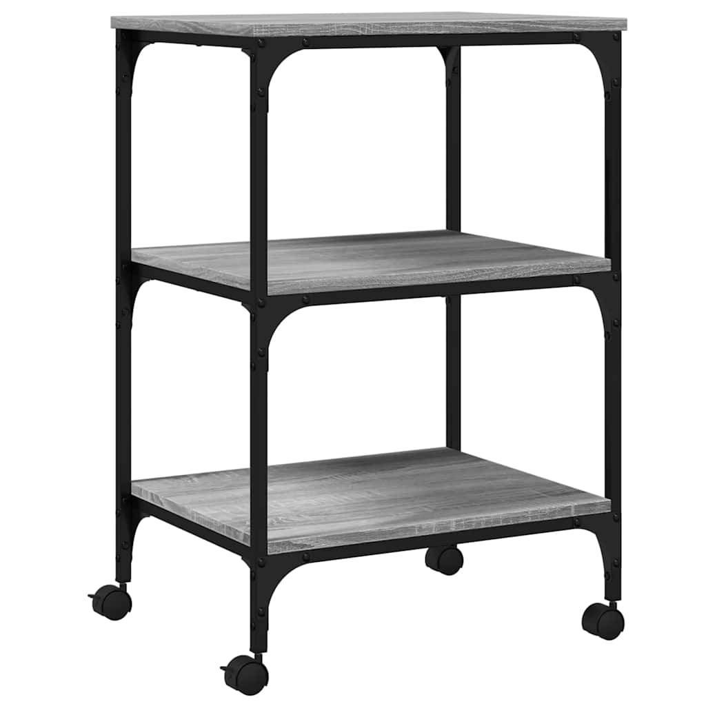 Printer Stand 3-Tier Grey Sonoma 50x41x75 cm Engineered Wood