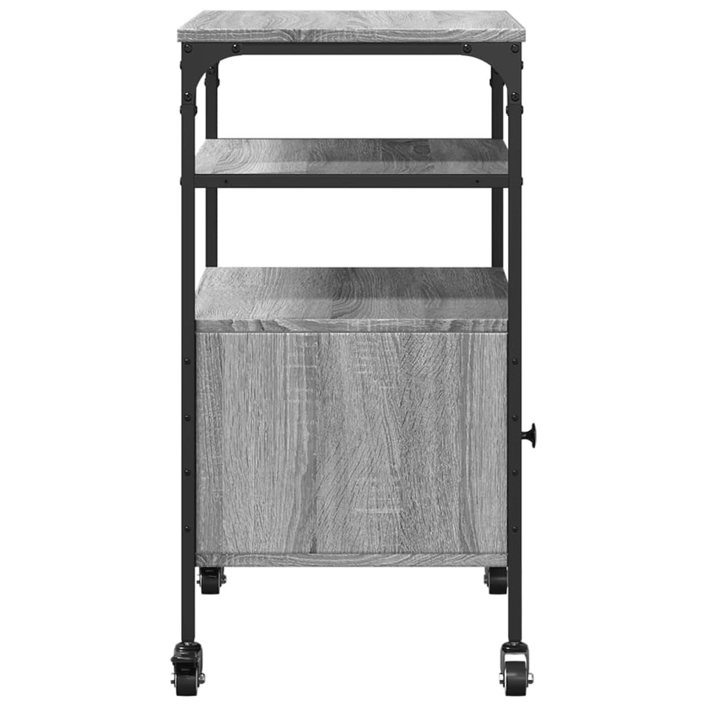 Printer Stand 3-Tier Grey Sonoma 50x40x76 cm Engineered Wood