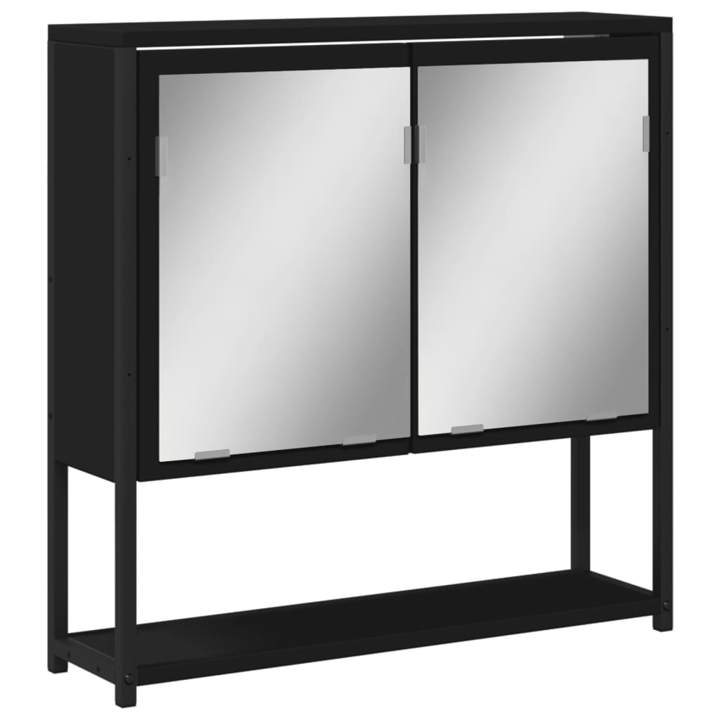 Bathroom Mirror Cabinet Black 60x16x60 cm Engineered Wood