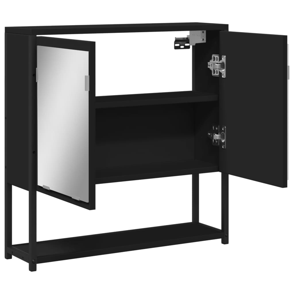 Bathroom Mirror Cabinet Black 60x16x60 cm Engineered Wood
