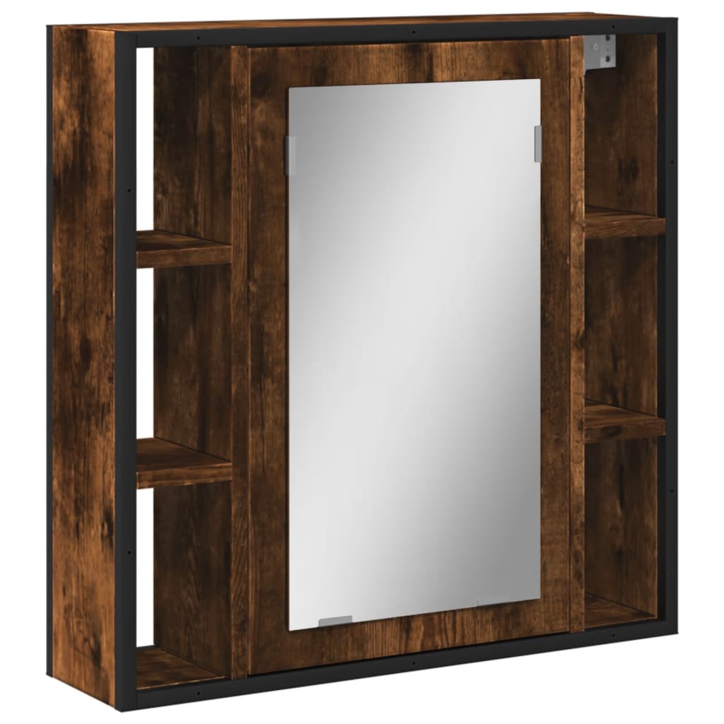 Bathroom Mirror Cabinet Smoked Oak 60x16x60 cm Engineered Wood