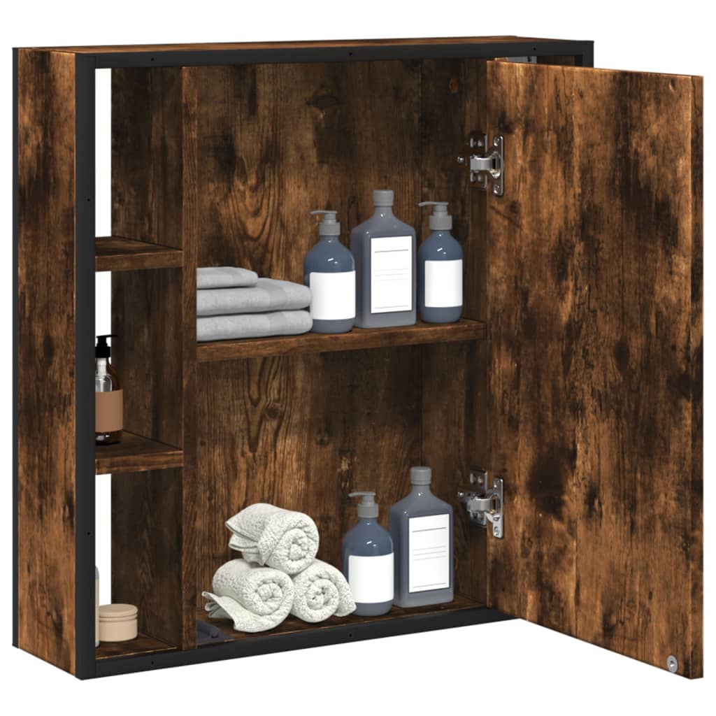 Bathroom Mirror Cabinet Smoked Oak 60x16x60 cm Engineered Wood