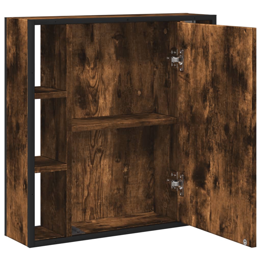 Bathroom Mirror Cabinet Smoked Oak 60x16x60 cm Engineered Wood