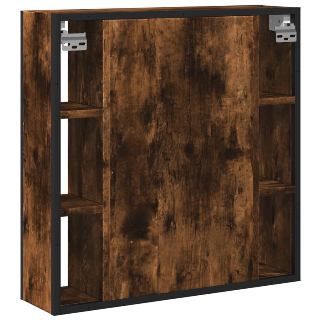 Bathroom Mirror Cabinet Smoked Oak 60x16x60 cm Engineered Wood