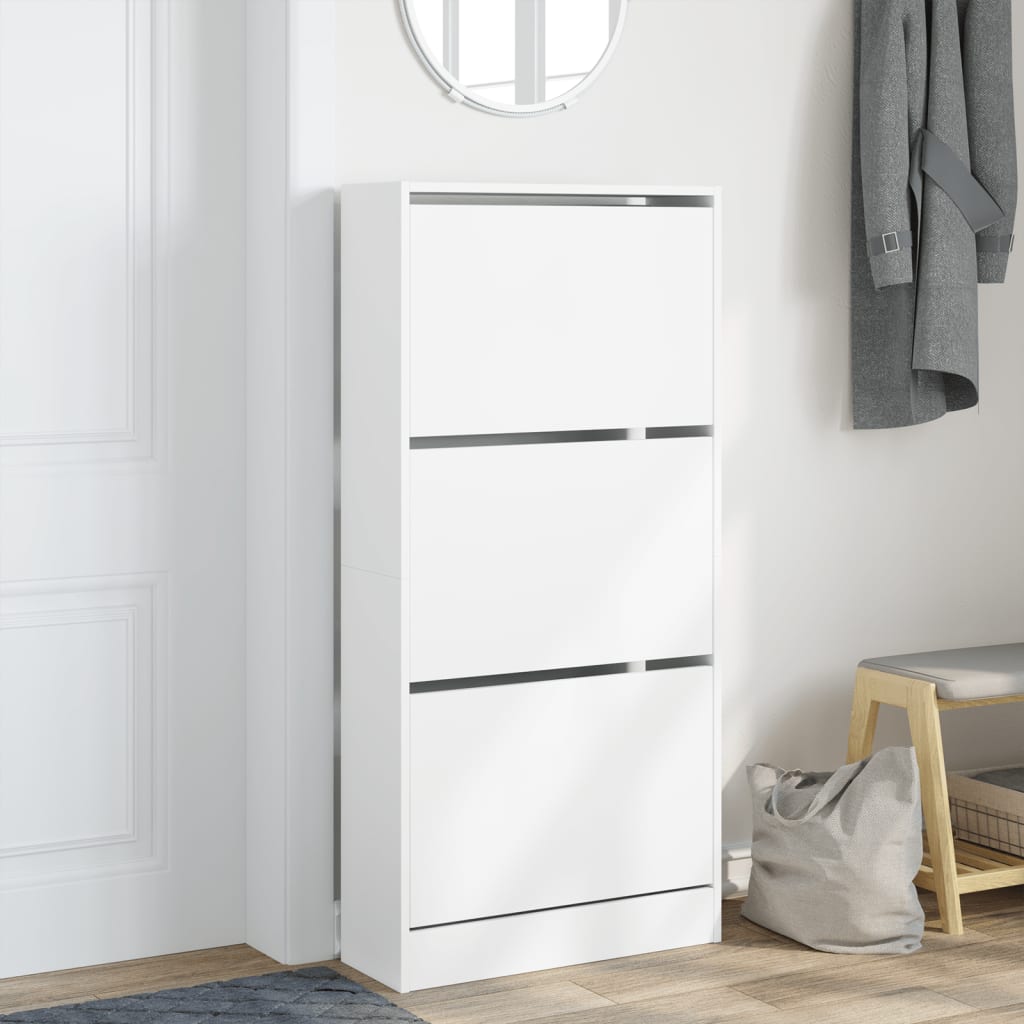 Shoe Cabinet White 60x21x125.5 cm Engineered Wood