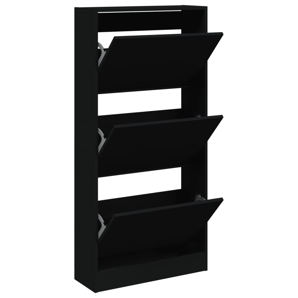 Shoe Cabinet Black 60x21x125.5 cm Engineered Wood