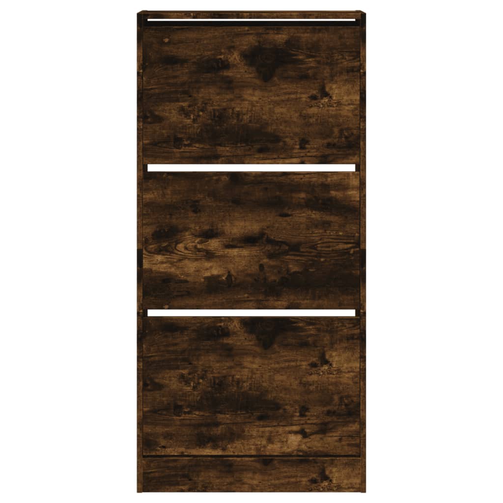 Shoe Cabinet Smoked Oak 60x21x125.5 cm Engineered Wood