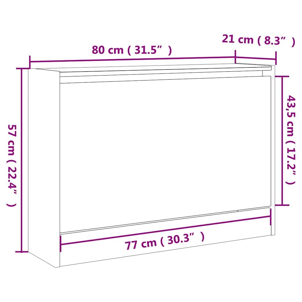Shoe Cabinet Sonoma Oak 80x21x57 cm Engineered Wood