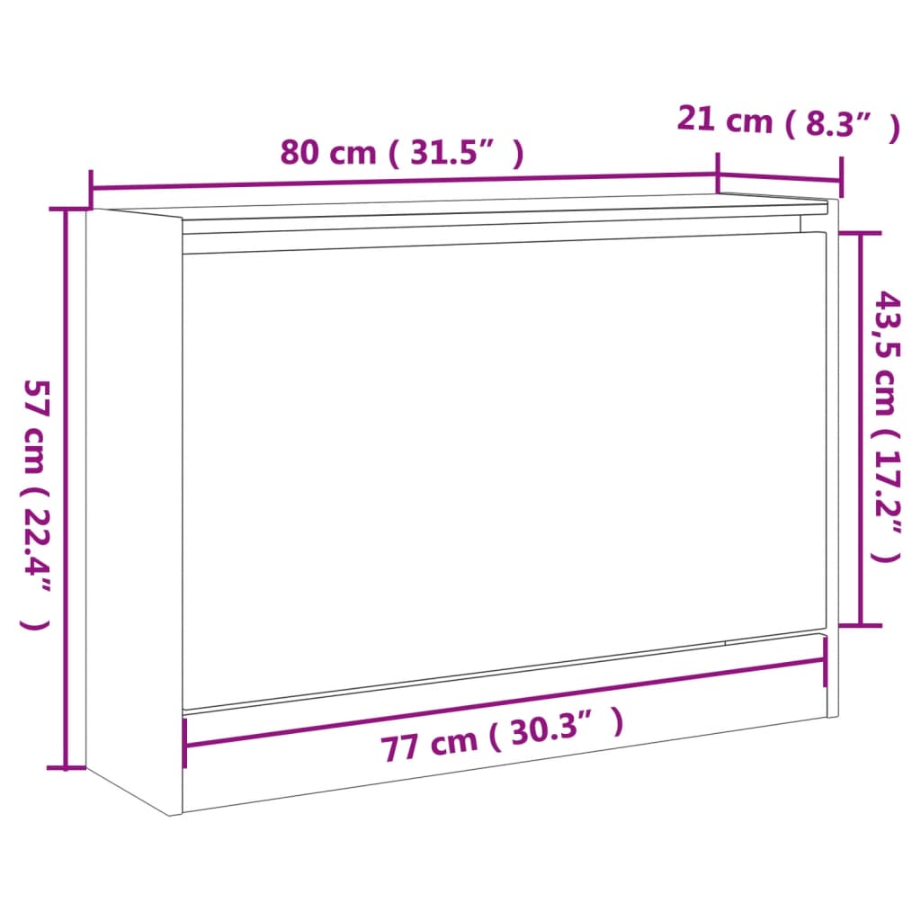 Shoe Cabinet Grey Sonoma 80x21x57 cm Engineered Wood
