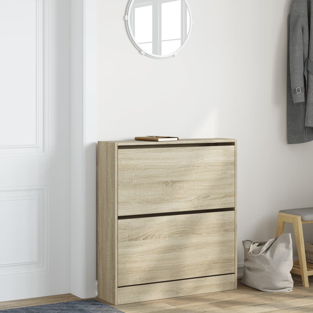 Shoe Cabinet Sonoma Oak 80x21x87.5 cm Engineered Wood