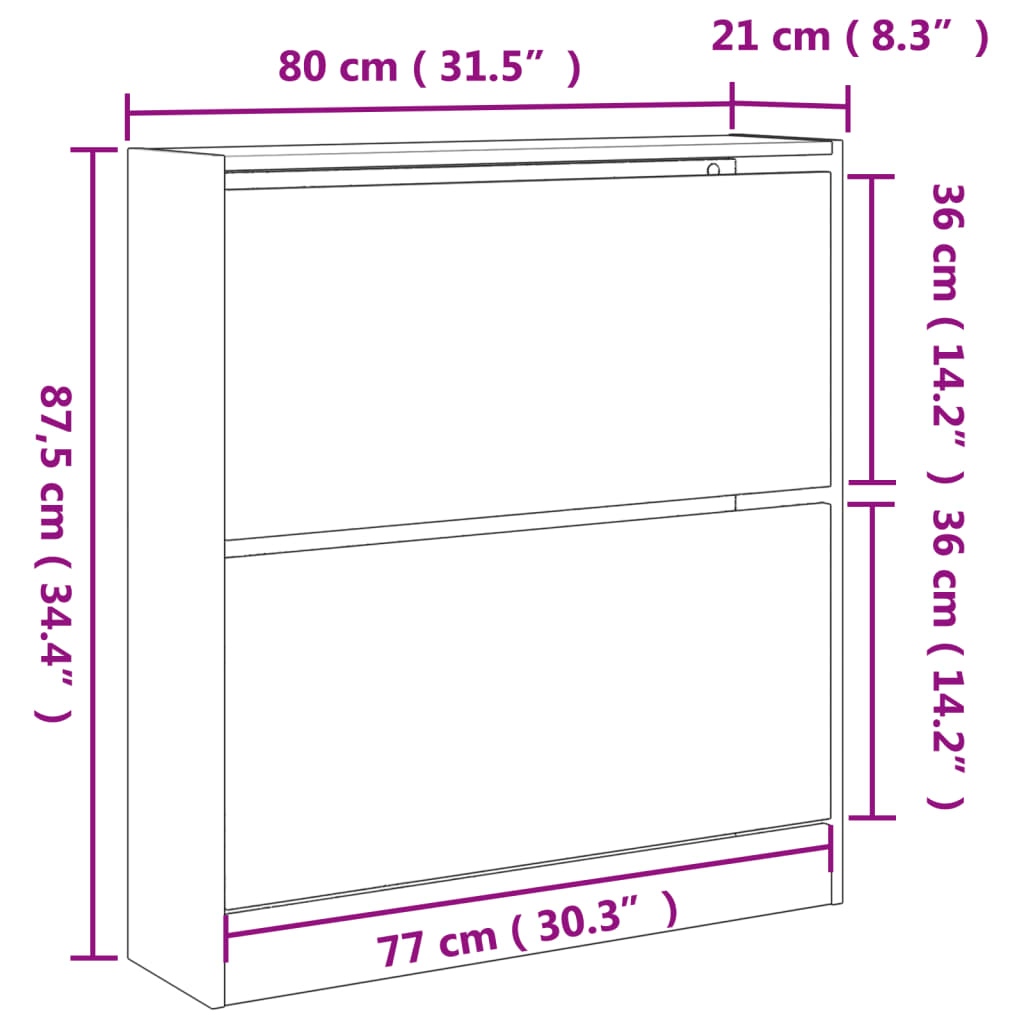 Shoe Cabinet Sonoma Oak 80x21x87.5 cm Engineered Wood