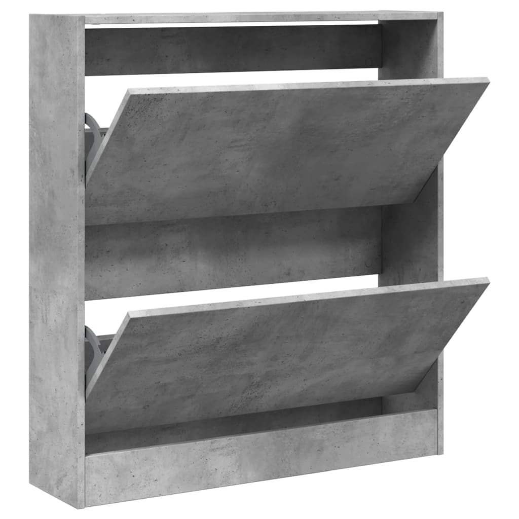 Shoe Cabinet Concrete Grey 80x21x87.5 cm Engineered Wood