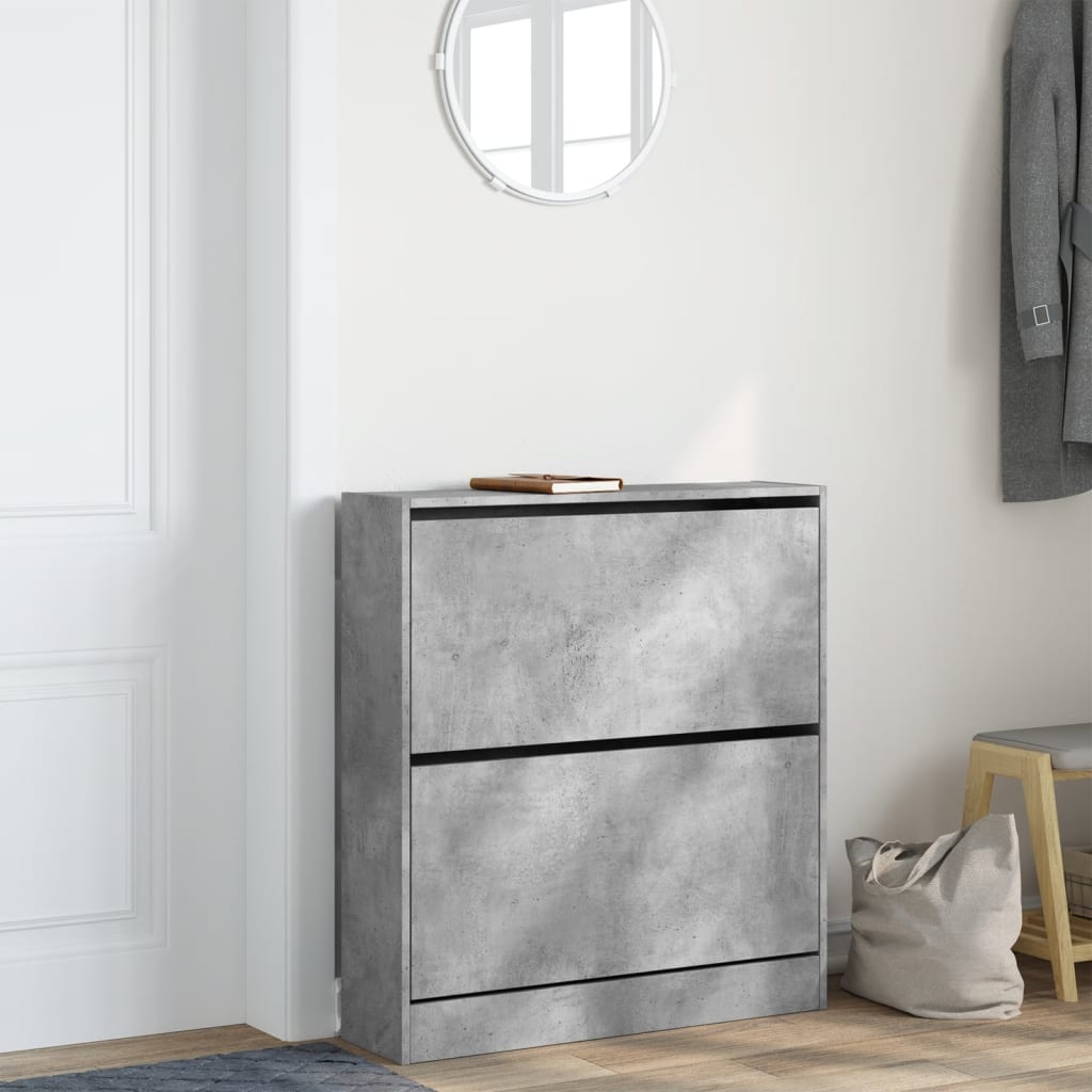 Shoe Cabinet Concrete Grey 80x21x87.5 cm Engineered Wood