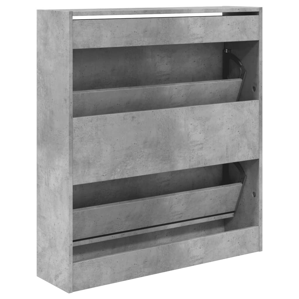 Shoe Cabinet Concrete Grey 80x21x87.5 cm Engineered Wood