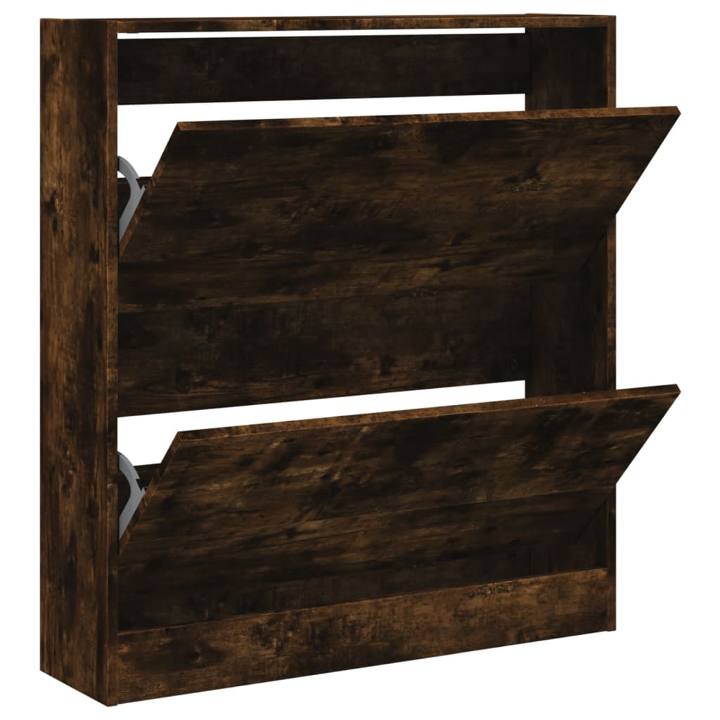Shoe Cabinet Smoked Oak 80x21x87.5 cm Engineered Wood