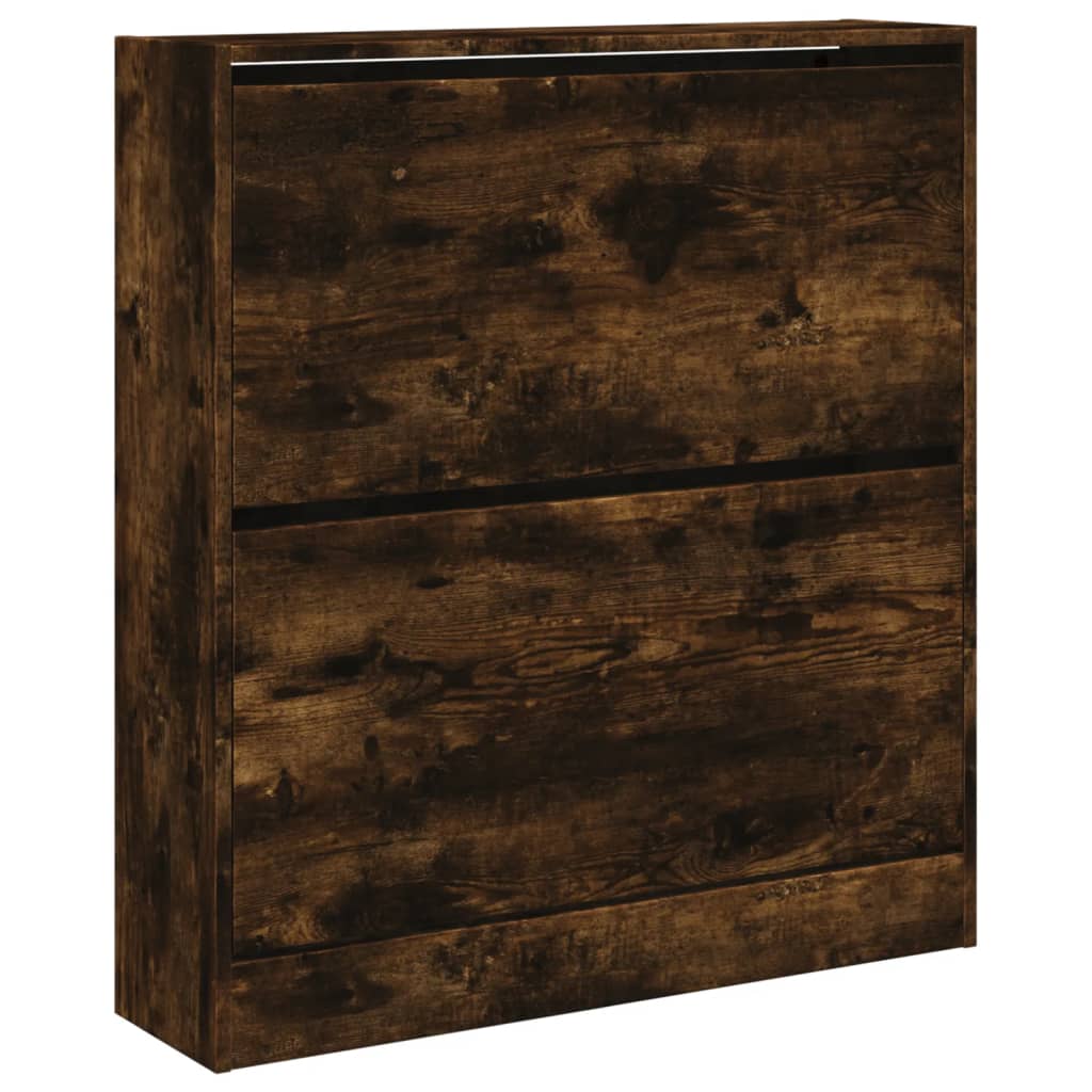 Shoe Cabinet Smoked Oak 80x21x87.5 cm Engineered Wood