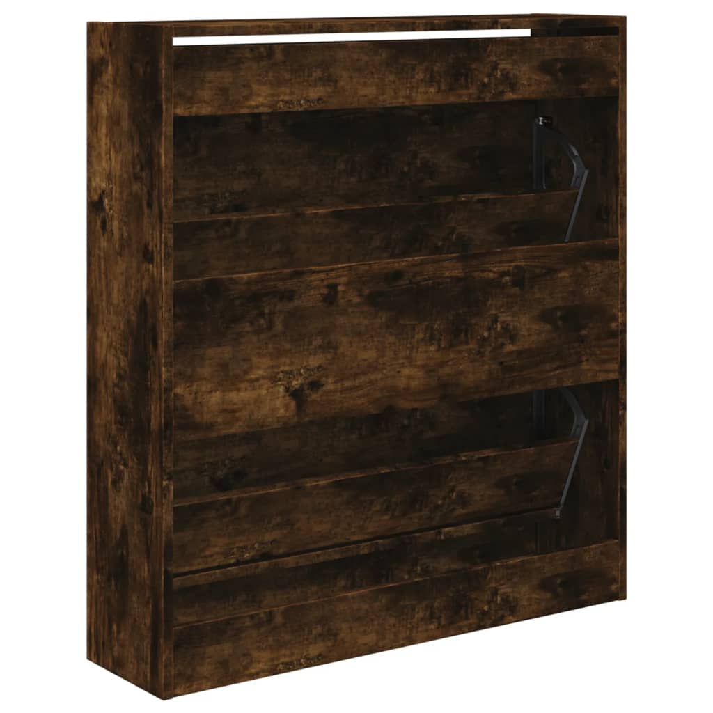 Shoe Cabinet Smoked Oak 80x21x87.5 cm Engineered Wood