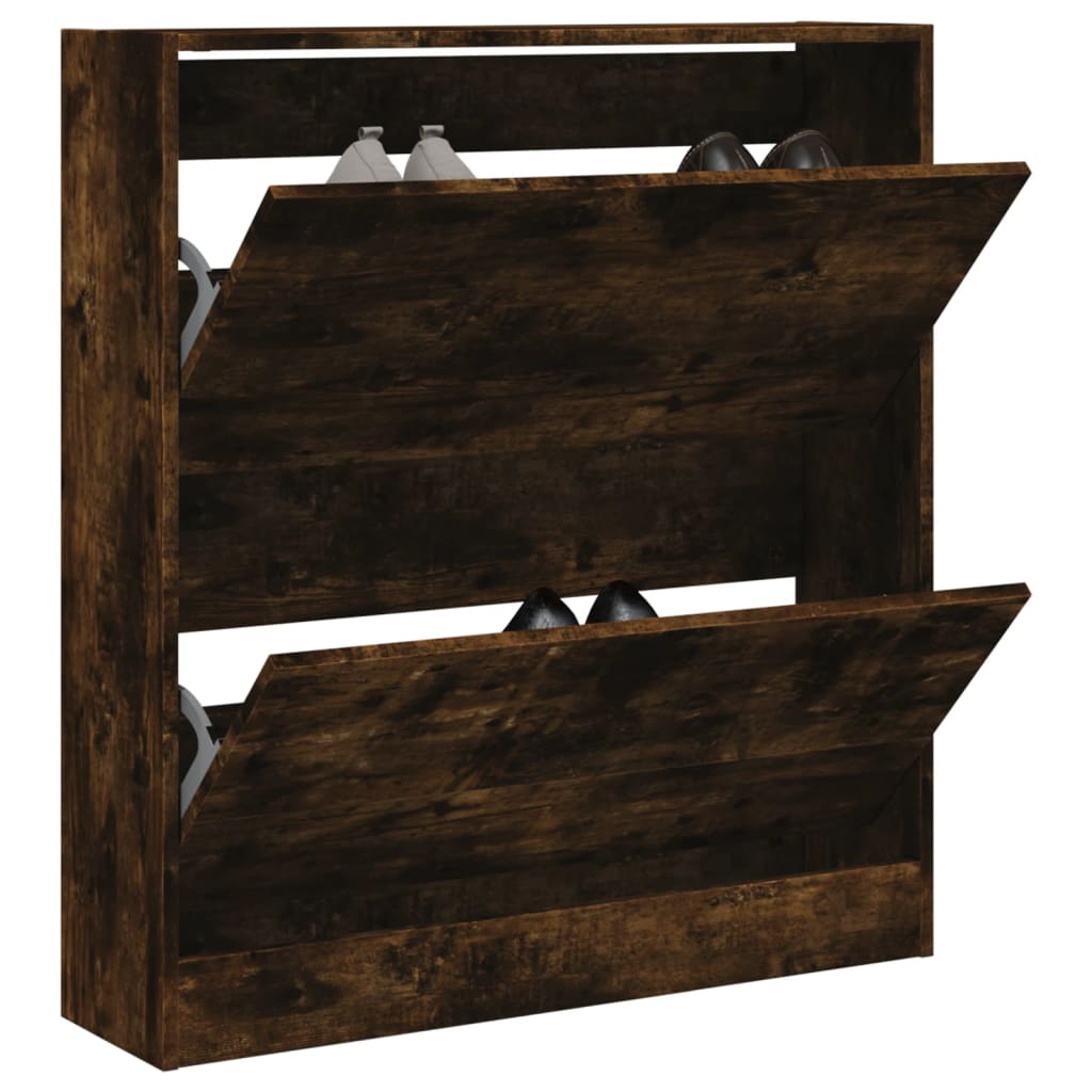 Shoe Cabinet Smoked Oak 80x21x87.5 cm Engineered Wood
