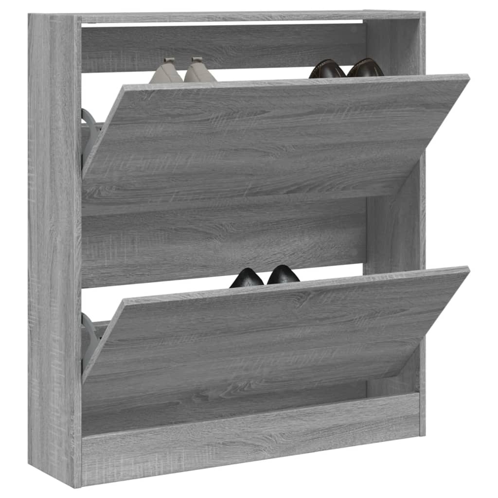 Shoe Cabinet Grey Sonoma 80x21x87.5 cm Engineered Wood
