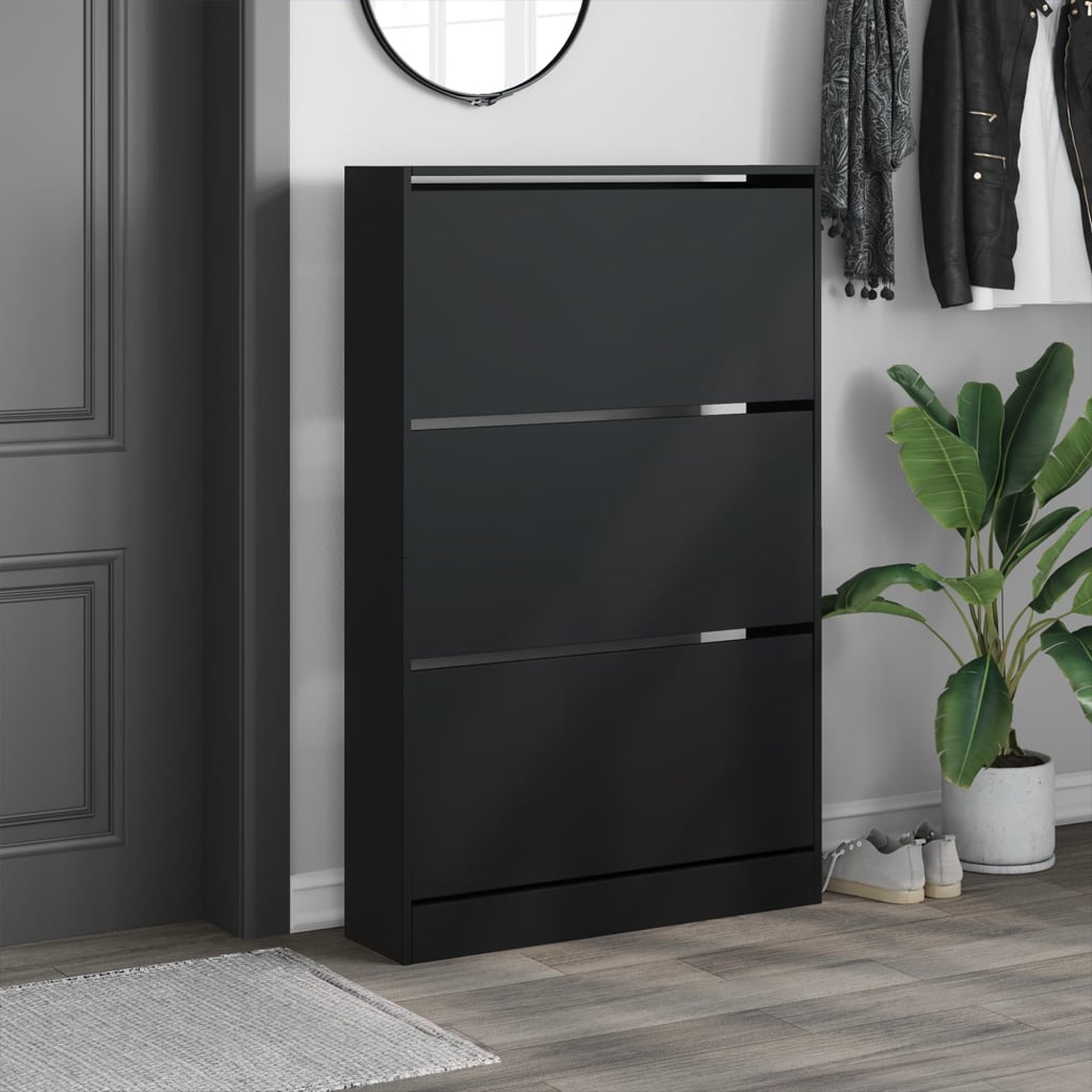 Shoe Cabinet Black 80x21x125.5 cm Engineered Wood